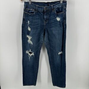 Eunina Jeans Womens 9 Blue Denim Sasha Low Rise Relaxed Skinny Crop Distressed